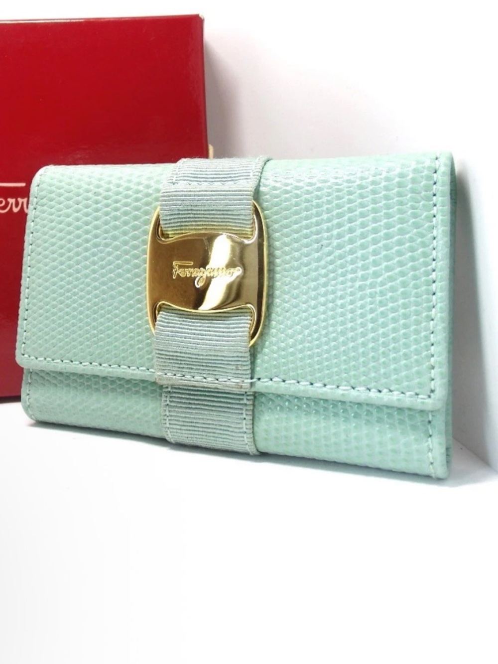 Salvatore Ferragamo Seafoam Keycase holder retails $550 NEW